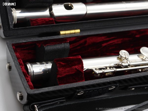 画像10: WISEMAN　シングル・ダブルフルートケース　【カーボンファイバー製】　【カーボンファイバー: Black】　【仕上げ: Gloss Lacquer】　【内装: Green / Red】　【即納可能品】 (10)