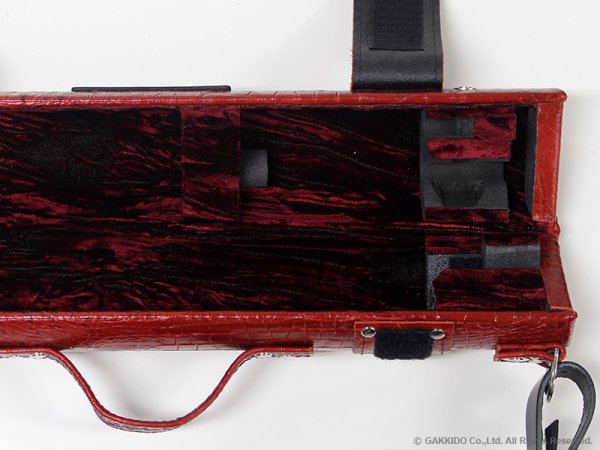 画像7: WISEMAN　シングル・ダブルフルートケース　【レザー製】　【レザー: Red Croc】　【内装: Red / Green】　【即納可能品】 (7)