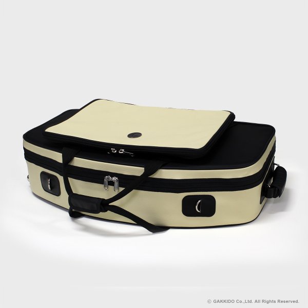 画像4: Marcus Bonna　ソプラノ＆アルトサックス用ダブルケース　【MBSSAS】　【レザー製】　【アイボリー×ブラック×シルバーメタルロゴ】　【特注モデル】 (4)