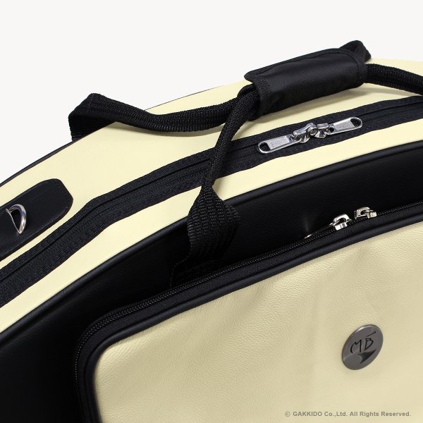 画像5: Marcus Bonna　ソプラノ＆アルトサックス用ダブルケース　【MBSSAS】　【レザー製】　【アイボリー×ブラック×シルバーメタルロゴ】　【特注モデル】 (5)