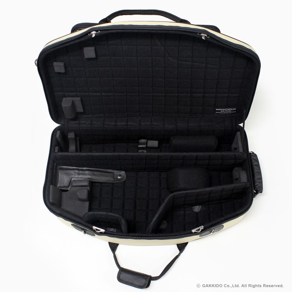 画像9: Marcus Bonna　ソプラノ＆アルトサックス用ダブルケース　【MBSSAS】　【レザー製】　【アイボリー×ブラック×シルバーメタルロゴ】　【特注モデル】 (9)